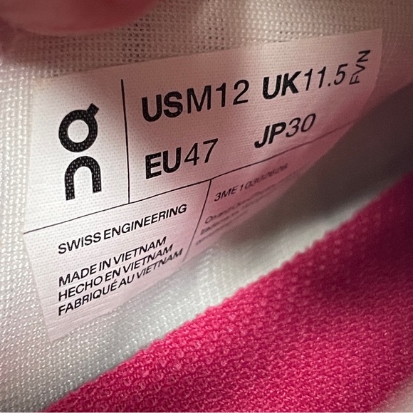 On Cloud The Roger Pro 2 Ben Shelton SAMPLE Men’s 12 Sneakers White Pink Shoes - Picture 8 of 8